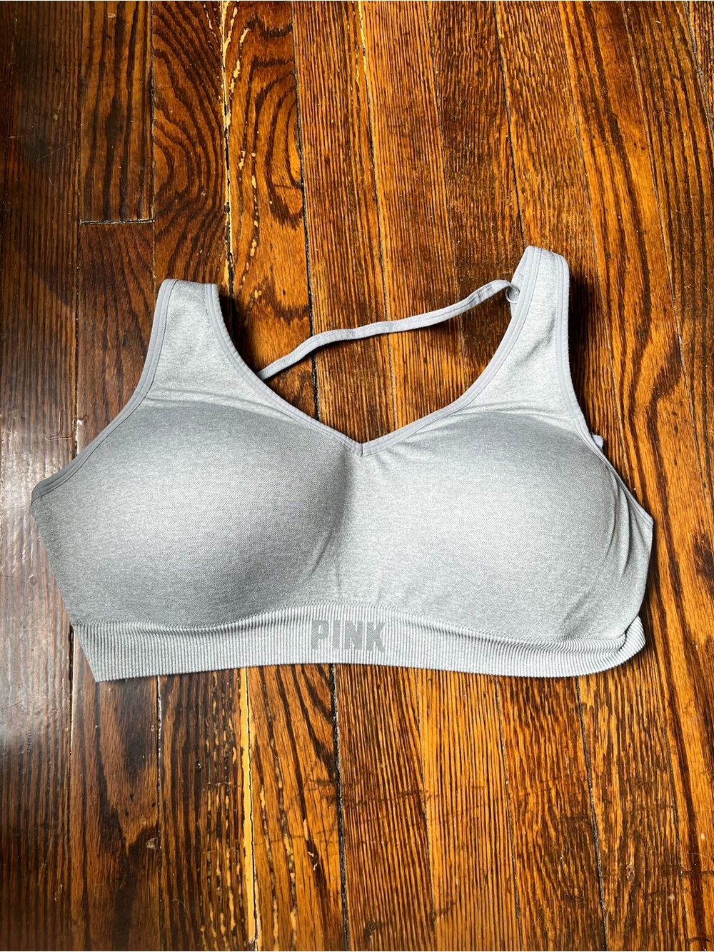 PINK Victoria's Secret Light Gray Seamless Wireless Sports Bra